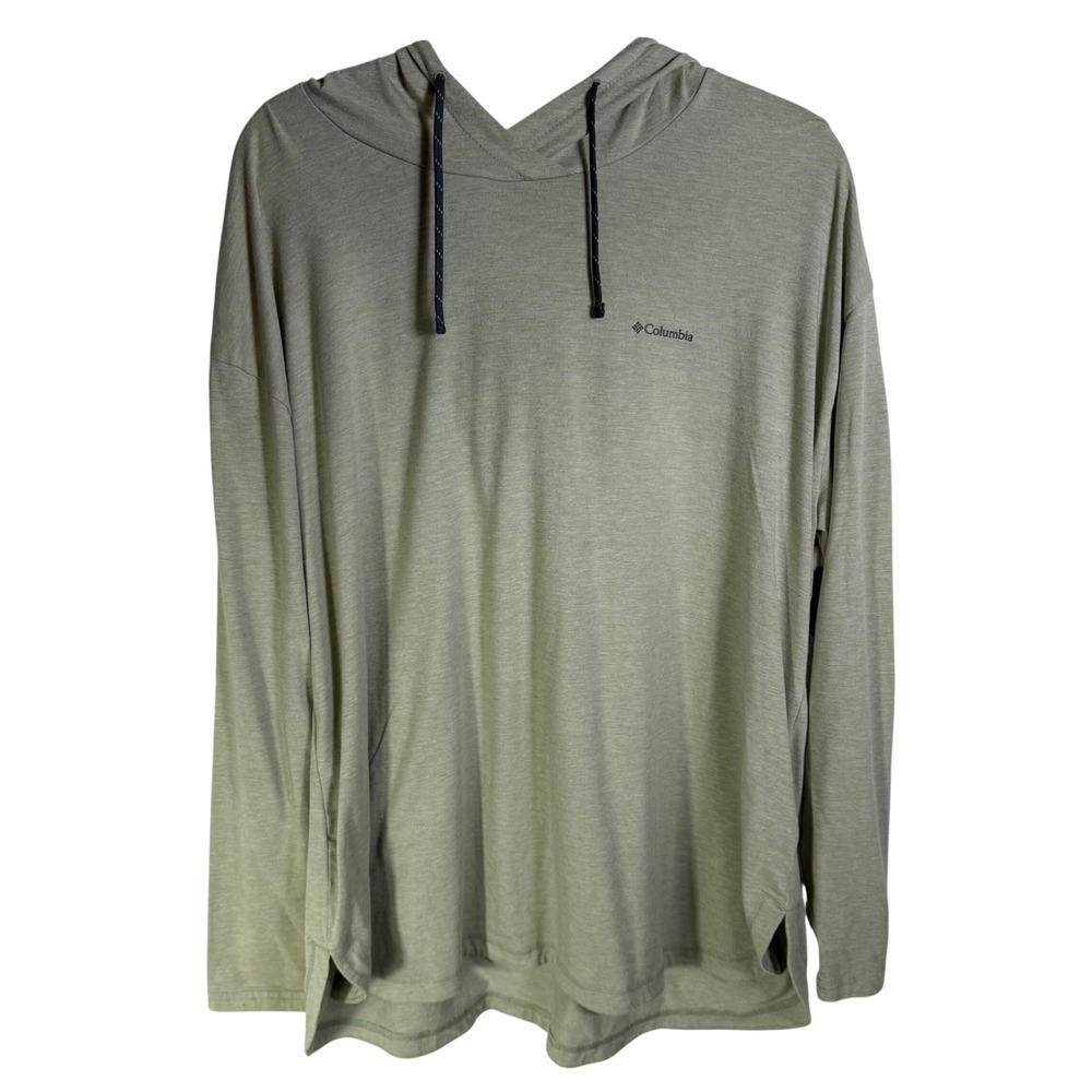 Columbia Womens 1X Omni-Shade Lightweight Hoodie Sage Green Long Sleeve Pullover